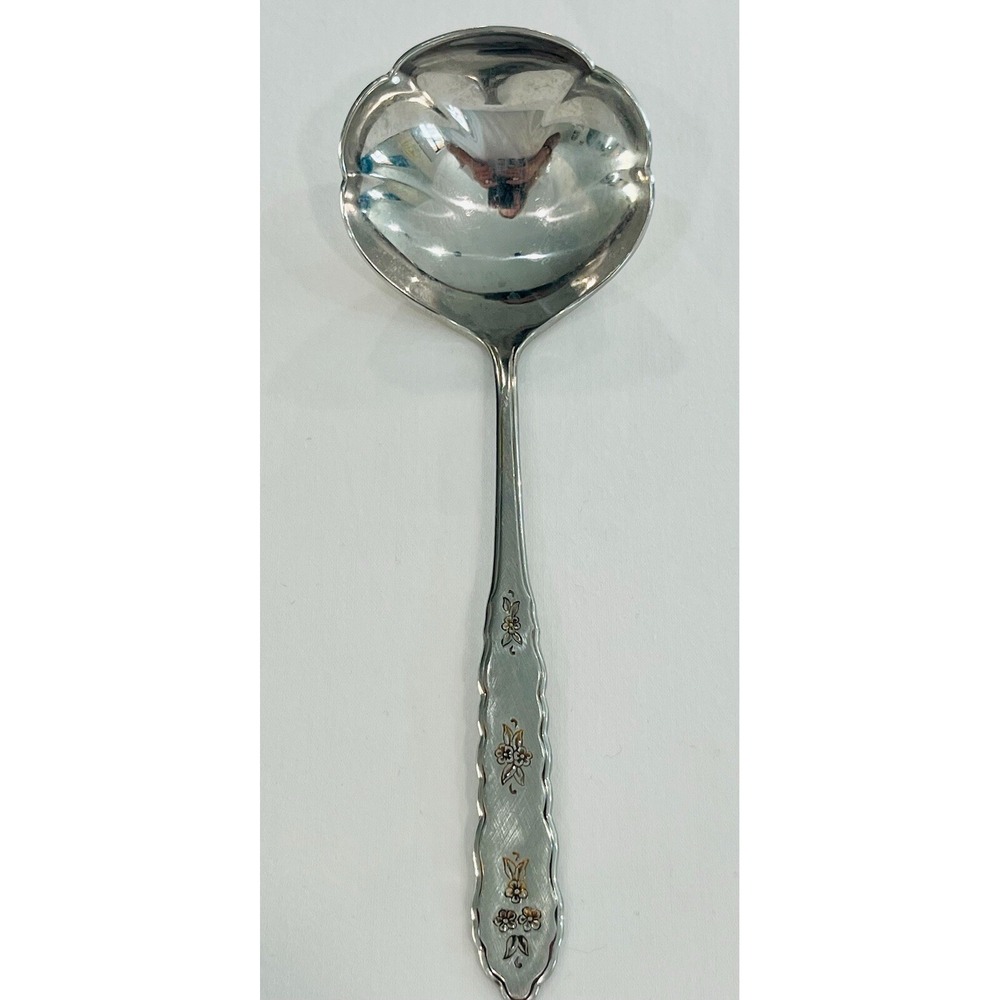 Oneida Gravy Ladle FLORAL BOUQUET Stainless Distinction Silverware Flatware